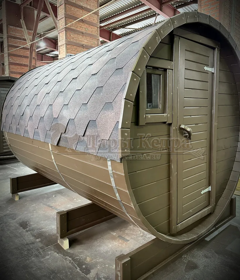 Баня-бочка круглая из кедра 4 метра